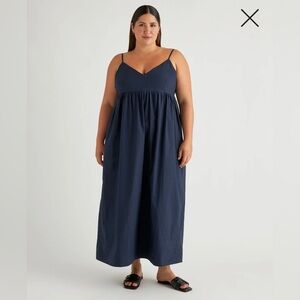 Quince Navy Blue Maxi Dress 100% Organic Cotton